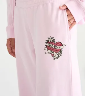 Deja for Aeropostale Pink Low-Rise Wide-Leg Sweatpants thumbnail 3