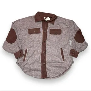 Free People‎ Shacket Oversized Button Down Utility Jacket Textured Cotton Blend thumbnail 6