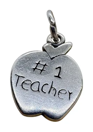 Vintage Shube Dakota West Sterling Silver #1 Teacher Apple Charm 2.5g 925 thumbnail 1