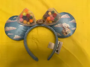Disney Parks UP Pom Pom Balloons Gossamer Bow Carl n Ellie House Ears Headband thumbnail 1