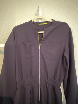 Women’s Navy with Gold-Zip Utility Jumpsuit thumbnail 3