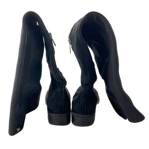 Sam Edelman Women's Black Suede Block Heel Zip Up Round Toe Tall Boots Size 6 thumbnail 3
