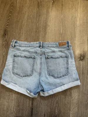 Garage Faded Blue Distressed Rolled-Hem Jean Shorts thumbnail 3