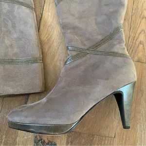 Impo Sport Grey Faux Suede Turner Tall Heeled Knee high Boots Size 8.5 thumbnail 3