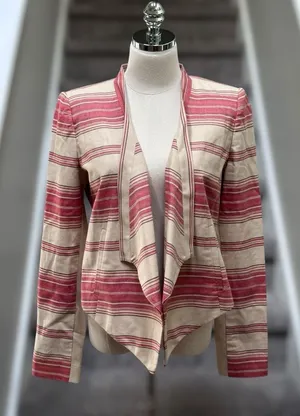 NEW BCBGMAXAZRIA Abbey Cropped Relaxed‎ Blazer Jacket Red Multi Coastal Office thumbnail 1