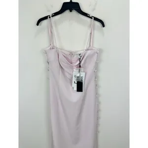 Gianni Bini Caelynn Bell Tori Dress Midi Crepe Side Cutout Light Ballet US 8 NWT thumbnail 8