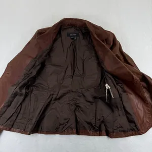 ZARA WOMAN Brown‎ Leather Blazer Jacket Button Front Outerwear Size Medium thumbnail 7