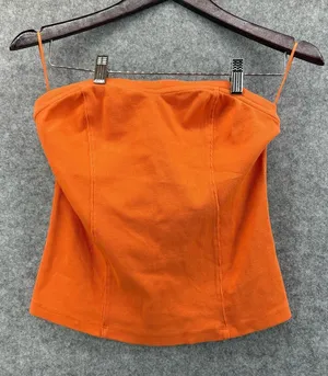 By Anthropologie Vibrant ribbed Knit tube Top medium orange thumbnail 1