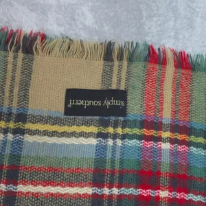Simply Southern Blanket Scarf Womens Tan Plaid Fringed‎ Oversized Wrap thumbnail 3