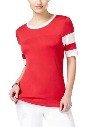 NWT Rebellious One Knit Football T-Shirt Top American Beauty Red / White XL thumbnail 1