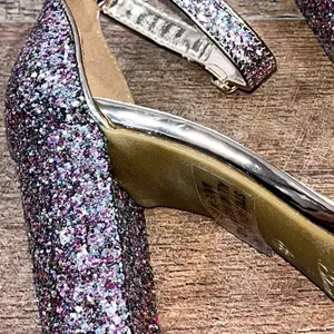 Rose Gold Glitter Strappy Block Heels Pink Size 8 thumbnail 9