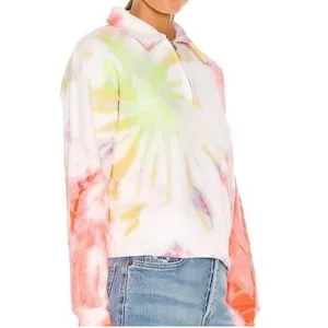 Re/Done Womens Hanes 70s Half Zip Sweatshirt Pullover Tie Dye Cotton Size Large thumbnail 9