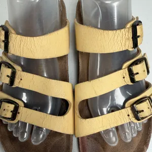 Birkenstock 39 8 Sandals Florida Leather Yellow Triple Strap Slide Germany thumbnail 5
