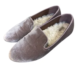 Birdies Starling Women's Size 8 Loafers Dusty Rose Pink Velvet Faux Fur‎ Lining thumbnail 1