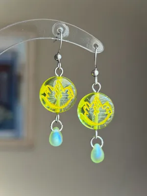 Handmade quality unique rare Czech glass bird beads fairy boho fairy whimsy style earrings🌿✨ thumbnail 2