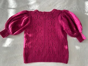 For Love & Lemons Brooke Pointelle Sweater in Juice thumbnail 4