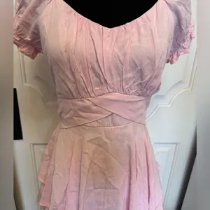 Altar’d State Haisley Double Layered Pink Ruffled Romper NWOT thumbnail 4