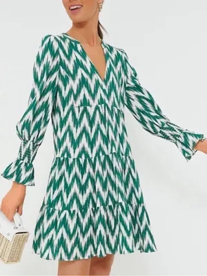 TUCKERNUCK Pomander Place green IKAT Kenzo Dress Small thumbnail 1