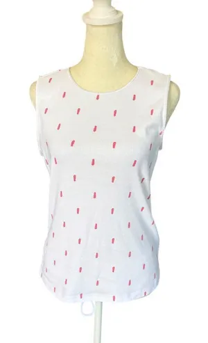 Christopher & Banks white sleeveless flip flop print tank top women's size M thumbnail 1