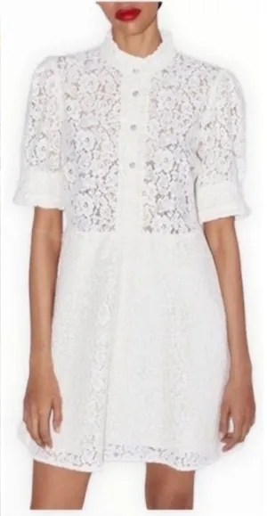 $110 Zara oyster white lace dress with jewel buttons M thumbnail 1