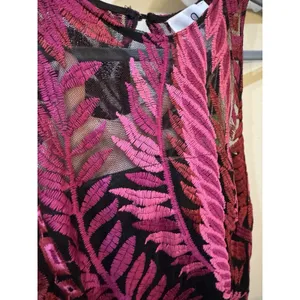 Sam Edelman Laurel Leaf Embroidered Mesh Midi Dress Size 4 Pink Magenta thumbnail 7
