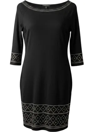 White House Black Market Elegant Black Sheath Dress Beaded Cocktail Party thumbnail 1