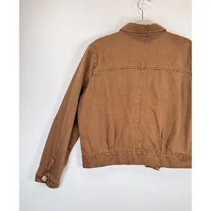 Free People Womens Denim Jacket Brown Eisenhower Slouchy Cropped Jean Medium thumbnail 8