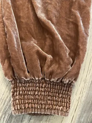 Anthropologie Gloria Velvet Jogger Taupe Size SMALL thumbnail 2