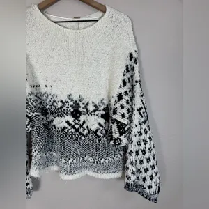 Free People Midnight Beach Oversized Sweater in Evening Ivory Combo size XS $168 thumbnail 10