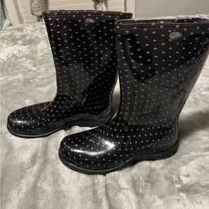 Sloggers Black and Pink Polka Dot Boots thumbnail 1