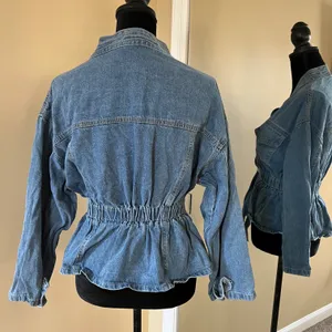 Drop Shoulder Denim Jacket Coat Trench Cardigan Blouse Loose Slim Waist thumbnail 3