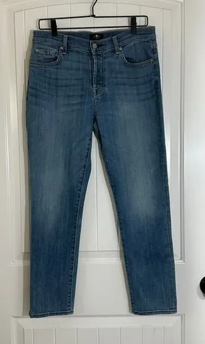 7 For All Mankind Josephina Straight High Rise Blue Jeans‎ Womens Size 29 thumbnail 1