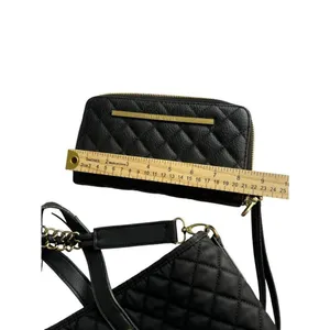 Steve Madden Black Quilted Tote & Wallet Set- note wear thumbnail 7
