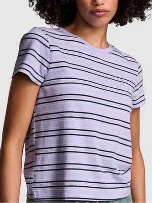 VS Pink Retro Stripe Crop Top Lavender and Green Size XL thumbnail 1