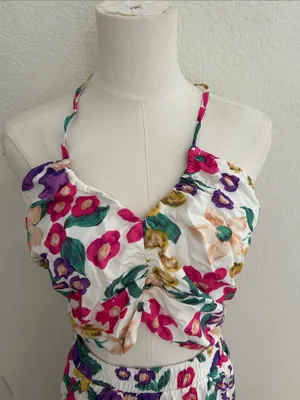 Petal & Pup Kari Halter Crop Top & Maxi Skirt, Floral, Size XL, NWOT Display thumbnail 6
