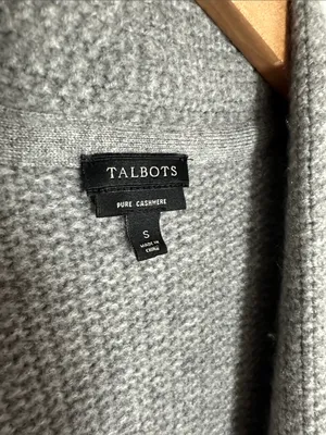 Talbots Gray Open Cardigan Sweater 100% Cashmere Shawl Front Cozy Fall Winter thumbnail 3