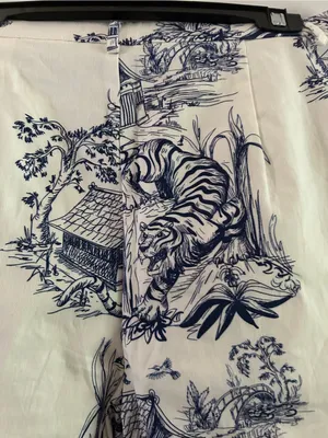 White & Navy Toile Tiger Print Women’s Gameday Pants thumbnail 5