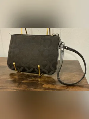 Rare Vintage Coach Brown Signature Monogram Canvas Clutch Wristlet Wallet thumbnail 2