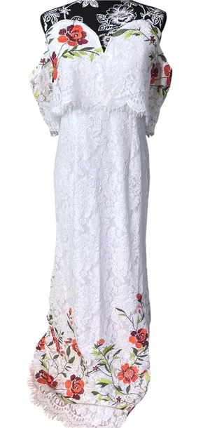 The Clothing Company Floral Embroidered Lace Off Shoulder Dress Size L thumbnail 1