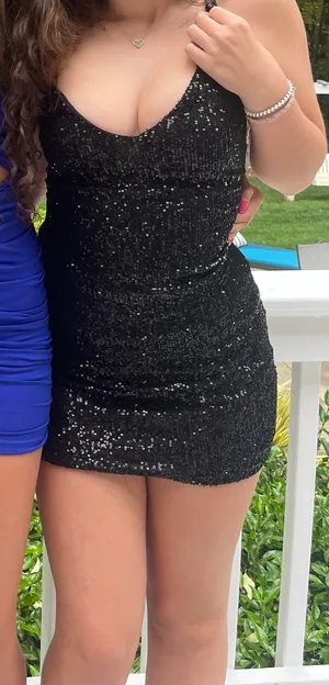 Black Sequin Homecoming Dress Korset Size M thumbnail 1