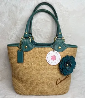 y2k Coach Straw Tote Shoulder Bag thumbnail 1