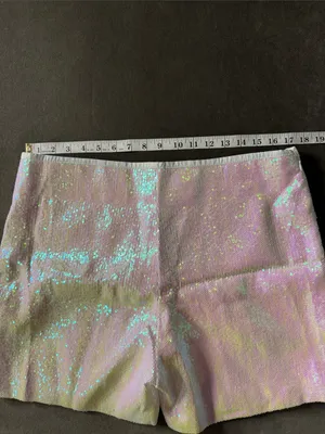 Women’s Iridescent White Sequin Shorts Suit Set Party Festival Size L NWT thumbnail 12