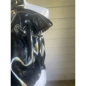 Dooney & Bourke Medium Chiara Patent Leather Drawstring Satchel Bag Black thumbnail 8