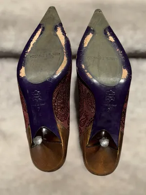 Donald J Pliner Couture Paisley Brocade Pointed Toe Kitten Heel Mules Y2K Glam thumbnail 11