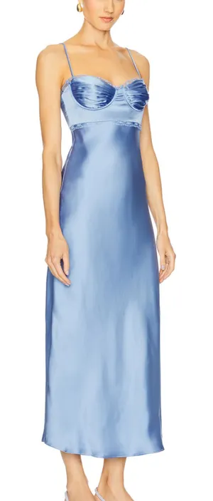 ASTR THE LABEL Florianne Slip Midi Dress Blue Medium NEW NWT‎ thumbnail 1