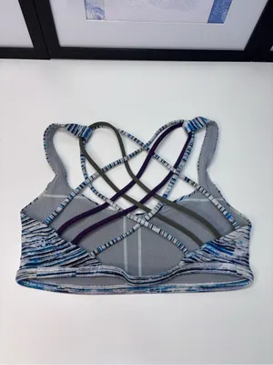 Lululemon Free To Be Bra (Wild) featuring a blue and white abstract blurry print thumbnail 2