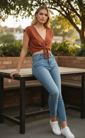 Abercrombie & Fitch Rust Orange Red V-Neck Short Sleeve Ruffle Crop Top Size S thumbnail 1
