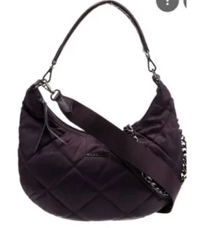 MZ WALLACE Quilted Madison Nylon Shoulder Hand Bag Crossbody Dark Purple Purse thumbnail 1