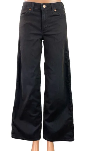 Wrangler Women's Black High Rise Wide Leg Baggy Palazzo Denim Jeans Size 24x32 thumbnail 1