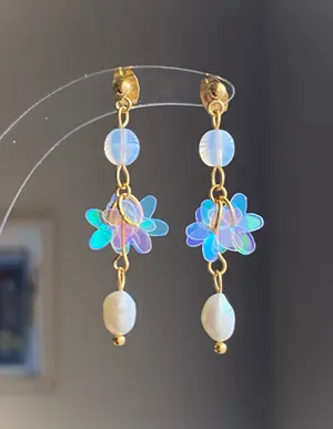Handmade fairy cute unique style dangle earrings🩵 thumbnail 3